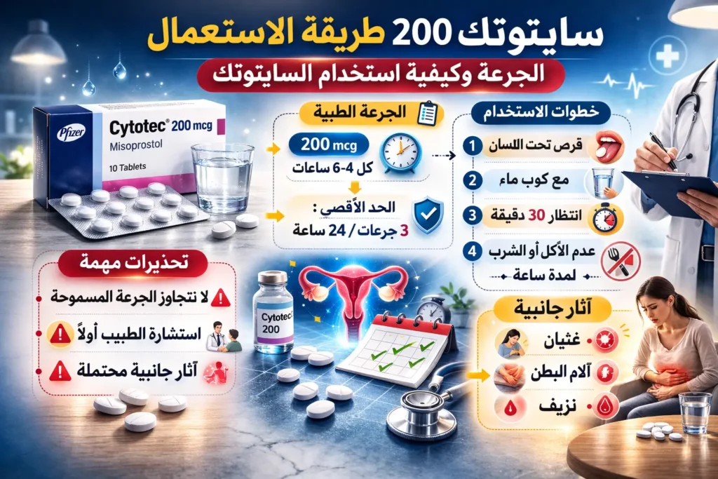 سايتوتك 200 طريقة الاستعمال والجرعة الصحيحة وكيفية استخدام حبوب السايتوتك