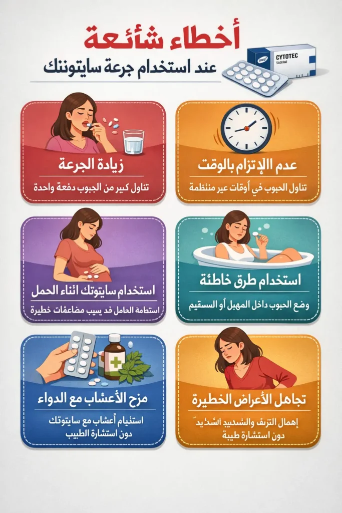 أخطاء شائعة عند استخدام جرعة سايتوتك للاجهاض يجب تجنبها لضمان الأمان